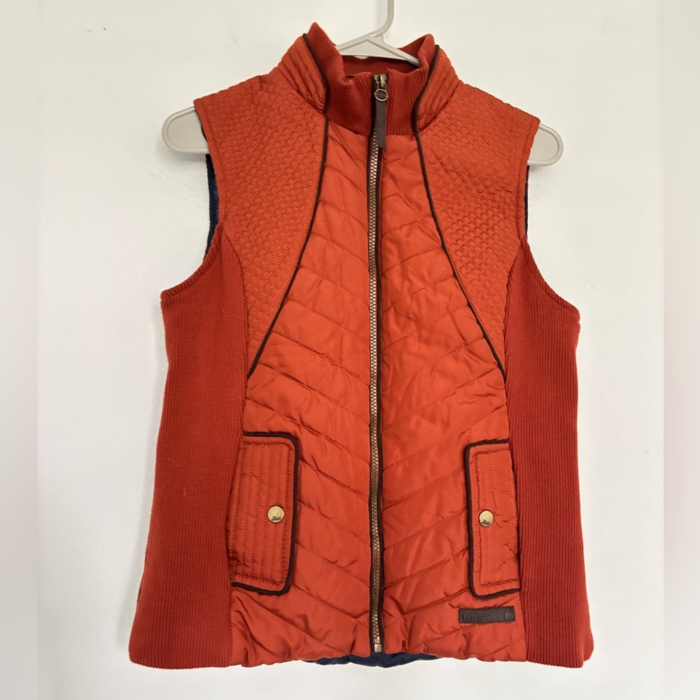 GH BASS BURNT ORANGE QUILTED PUFFER VEST SZ SMALL